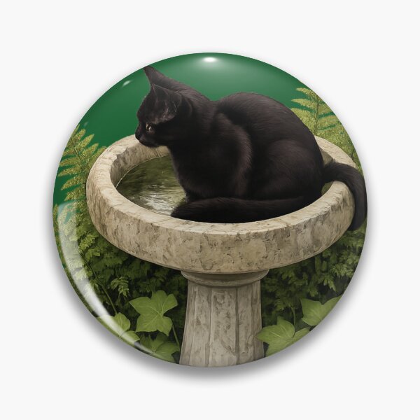 Item preview, Optimism Cat Waiting in Birdbath designed and sold by TheThinglings.