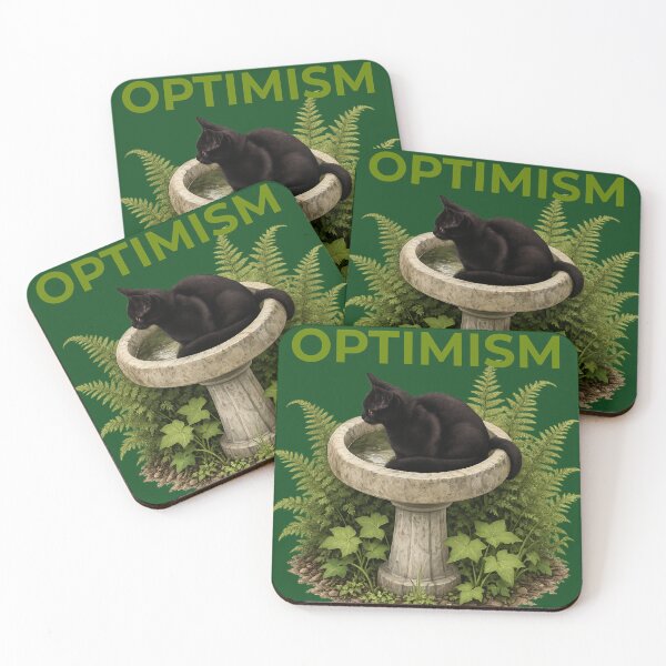 Item preview, Optimism Cat Waiting in Birdbath designed and sold by TheThinglings.