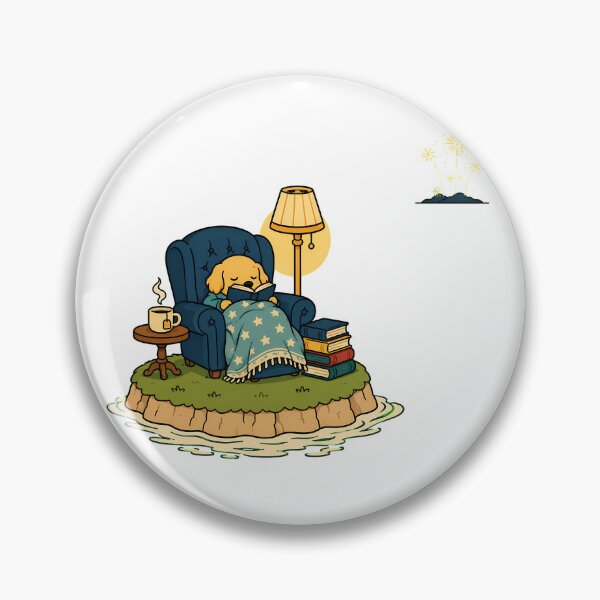 Item preview, Cozy Reading Golden Retriever Puppy Island designed and sold by chattsuede.