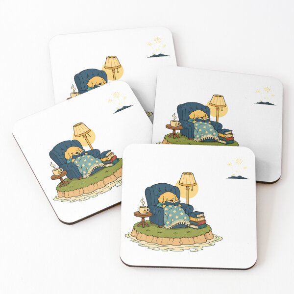 Item preview, Cozy Reading Golden Retriever Puppy Island designed and sold by chattsuede.
