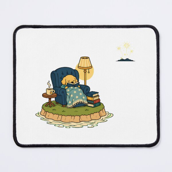 Item preview, Cozy Reading Golden Retriever Puppy Island designed and sold by chattsuede.