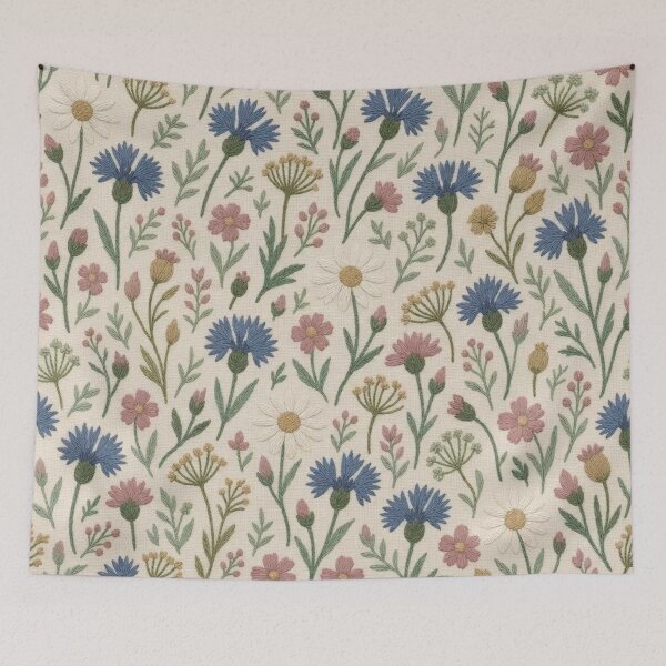 Item preview, Crewel Embroidery Meadow Flower Seamless Pattern | Vintage Wool Stitch Floral designed and sold by StickyGuys.