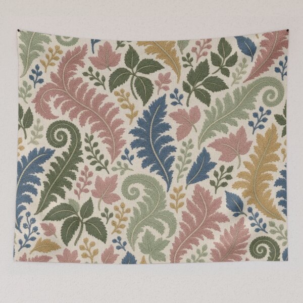 Item preview, Crewel Embroidery Fern Foliage Seamless Pattern | Vintage Wool Stitch Botanical designed and sold by StickyGuys.