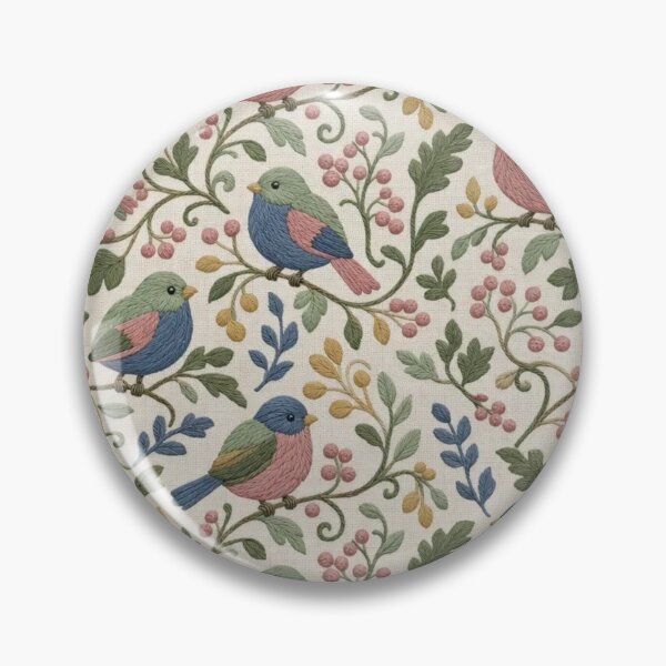 Item preview, Crewel Embroidery Bird Berry Seamless Pattern | Vintage Wool Stitch Folk Bird designed and sold by StickyGuys.
