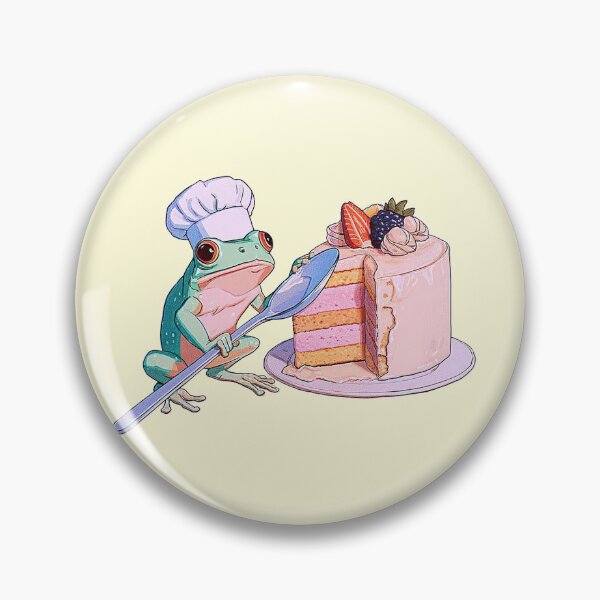Item preview, Chef Frog Eating Strawberry Cake designed and sold by jianina-alondra.