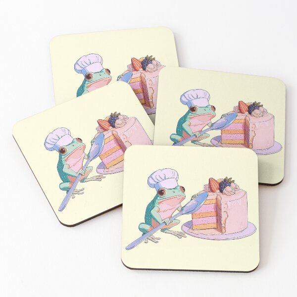 Item preview, Chef Frog Eating Strawberry Cake designed and sold by jianina-alondra.