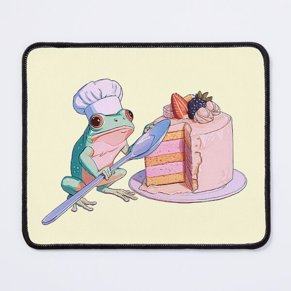 Item preview, Chef Frog Eating Strawberry Cake designed and sold by jianina-alondra.