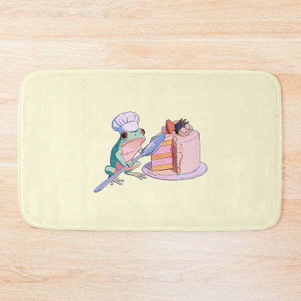 Item preview, Chef Frog Eating Strawberry Cake designed and sold by jianina-alondra.