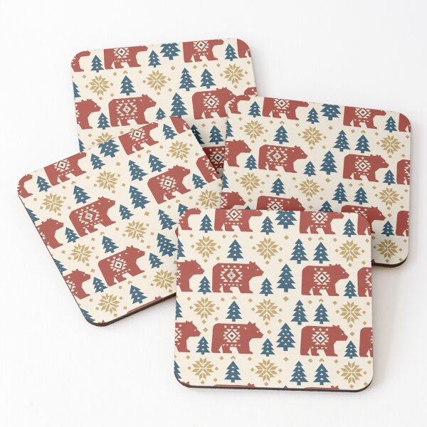 Item preview, Scandinavian Bear Pine Seamless Pattern | Nordic Folk Art Winter Textile designed and sold by StickyGuys.