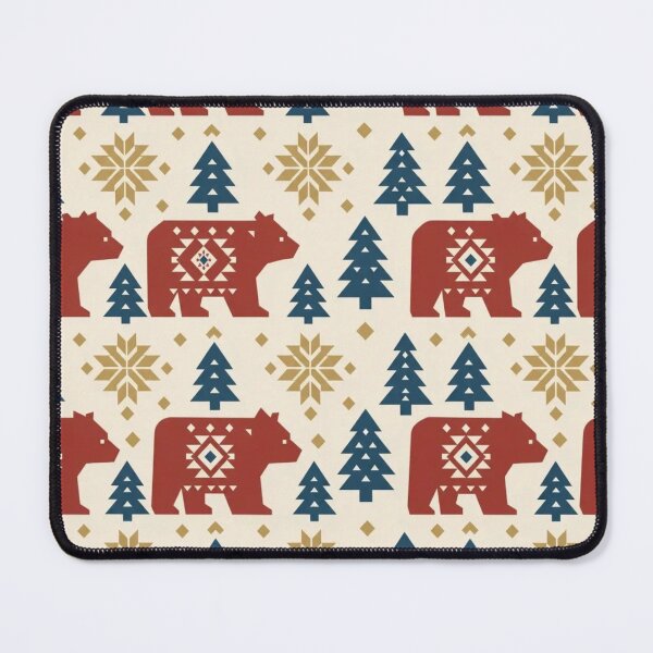 Item preview, Scandinavian Bear Pine Seamless Pattern | Nordic Folk Art Winter Textile designed and sold by StickyGuys.