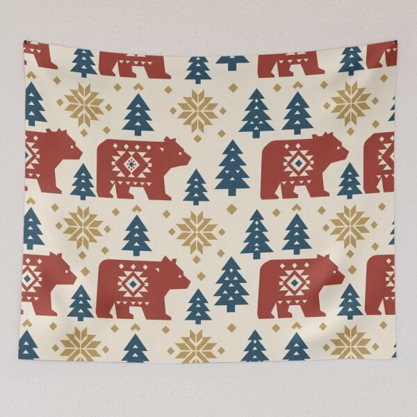 Item preview, Scandinavian Bear Pine Seamless Pattern | Nordic Folk Art Winter Textile designed and sold by StickyGuys.