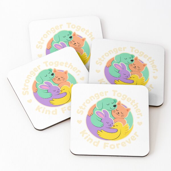 Item preview, Stronger Together Kind Forever Kawaii Animal Hug Badge designed and sold by chattsuede.
