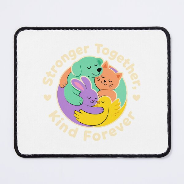 Item preview, Stronger Together Kind Forever Kawaii Animal Hug Badge designed and sold by chattsuede.