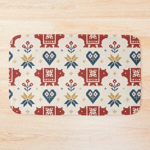 Item preview, Scandinavian Bear Heart Seamless Pattern | Nordic Folk Art Geometric Textile designed and sold by StickyGuys.