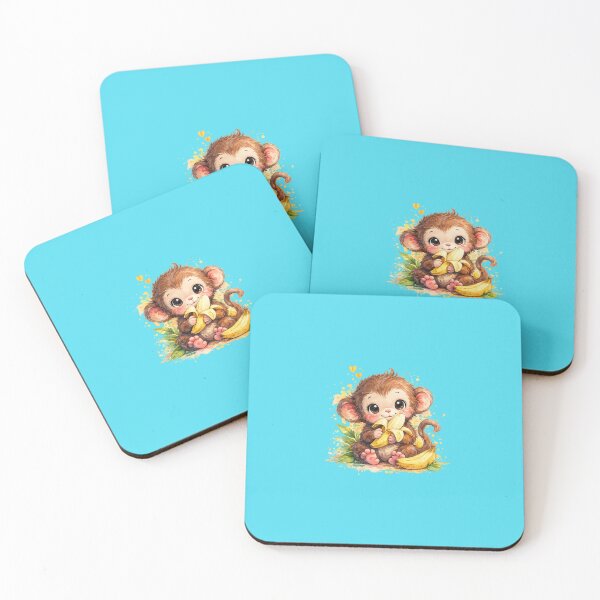 Item preview, A cute monkey baby watercolor style colorful illustration  designed and sold by lafataviola.