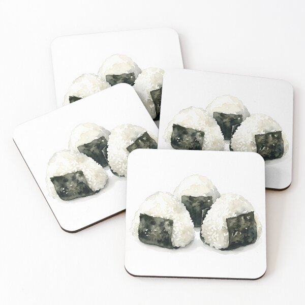 Item preview, Japanese Onigiri Ball Trio Watercolor Illustration designed and sold by BetweenForms.