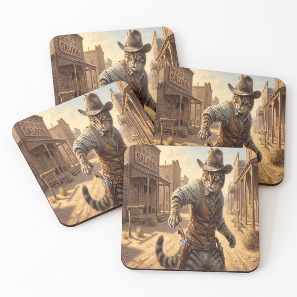 Item preview, Halloween Tabby Cat Gunslinger Wild West Cowboy Saloon designed and sold by Ghostlycats2026.