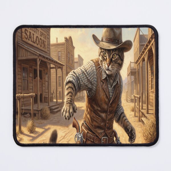 Item preview, Halloween Tabby Cat Gunslinger Wild West Cowboy Saloon designed and sold by Ghostlycats2026.