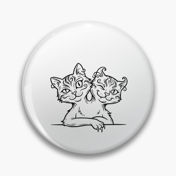 Item preview, Just Chillin Two Headed Cat - Funny Spooky Halloween Retro Line Art designed and sold by Lozarux.