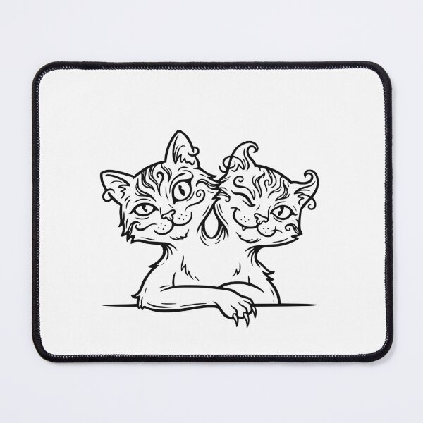 Item preview, Just Chillin Two Headed Cat - Funny Spooky Halloween Retro Line Art designed and sold by Lozarux.