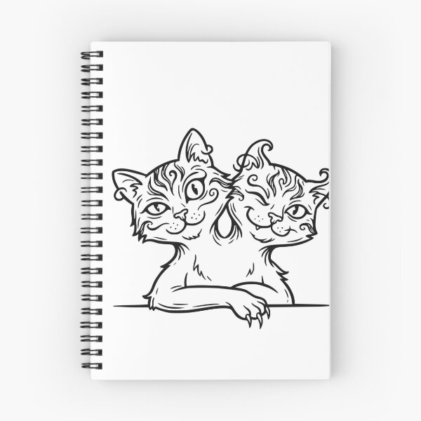 Item preview, Just Chillin Two Headed Cat - Funny Spooky Halloween Retro Line Art designed and sold by Lozarux.