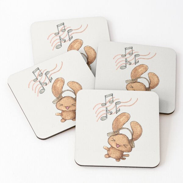 Item preview, mocha cute dog listening to music dancing drawing designed and sold by aperillust.