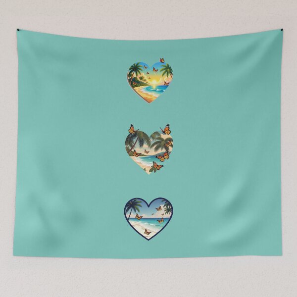 Item preview, Three Vintage Coastal Hearts and Butterflies - Beach Vibes designed and sold by Beachy.