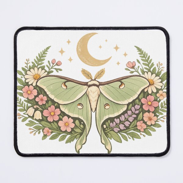 Item preview, Luna Moth Moon Garden Cottagecore Nature Scene designed and sold by OrbitLabs.