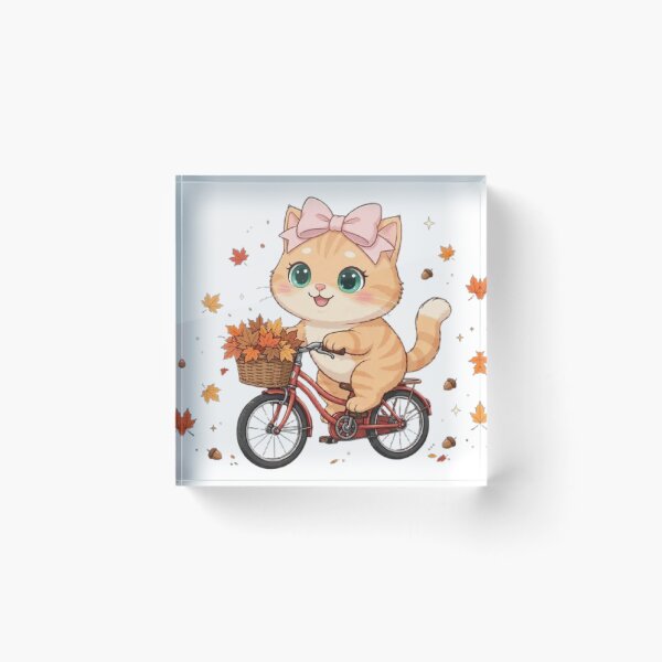 Item preview, Cute Fall Bike Ride Cat Basket Leaves Autumn Bicycle Cozy designed and sold by Moody Vibes Studio.
