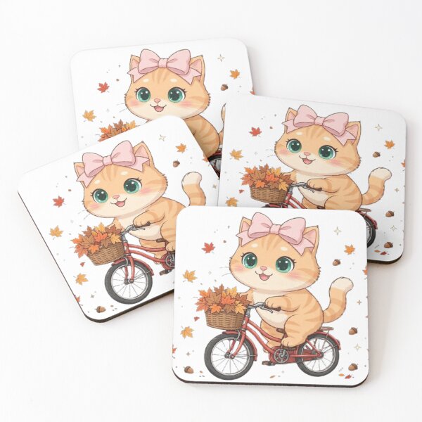 Item preview, Cute Fall Bike Ride Cat Basket Leaves Autumn Bicycle Cozy designed and sold by Moody Vibes Studio.