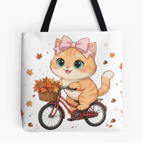 Item preview, Cute Fall Bike Ride Cat Basket Leaves Autumn Bicycle Cozy designed and sold by Moody Vibes Studio.