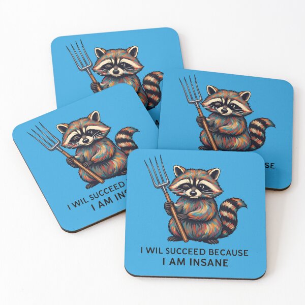 Item preview, I will be successful because I am insane - A colorful raccoon with fork designed and sold by ParadoxParadox.