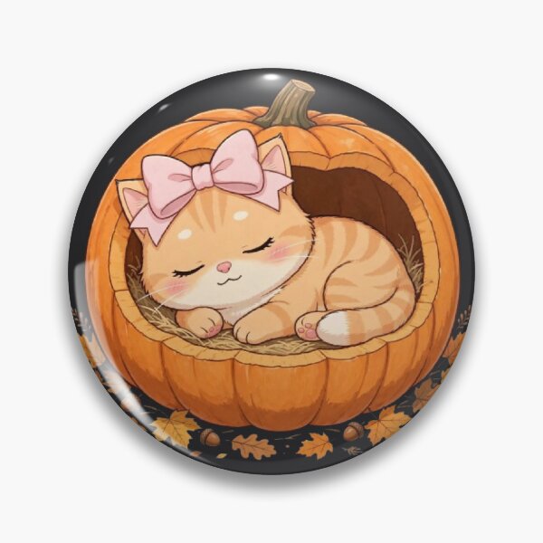 Item preview, Cute Fall Pumpkin Bed Cat Sleeping Autumn Cozy Harvest designed and sold by Moody Vibes Studio.