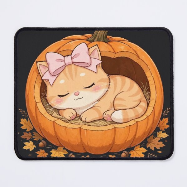 Item preview, Cute Fall Pumpkin Bed Cat Sleeping Autumn Cozy Harvest designed and sold by Moody Vibes Studio.