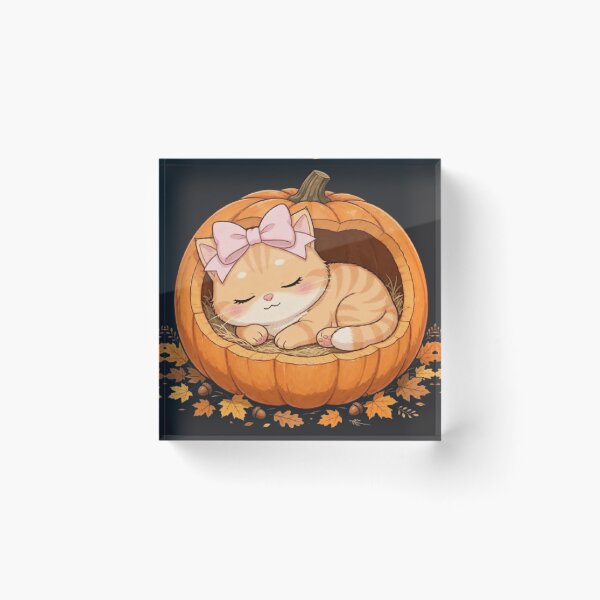 Item preview, Cute Fall Pumpkin Bed Cat Sleeping Autumn Cozy Harvest designed and sold by Moody Vibes Studio.