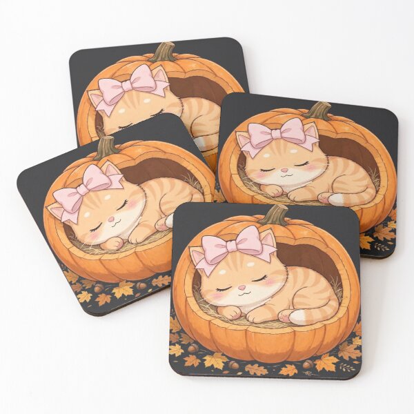 Item preview, Cute Fall Pumpkin Bed Cat Sleeping Autumn Cozy Harvest designed and sold by Moody Vibes Studio.