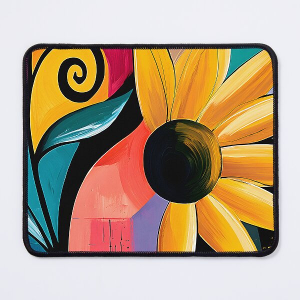 Item preview, Radiant Sunflower in Swirling Abstract Forms with Vivid Colors and Contemporary Floral Wall Art designed and sold by OlfactoART Studio.