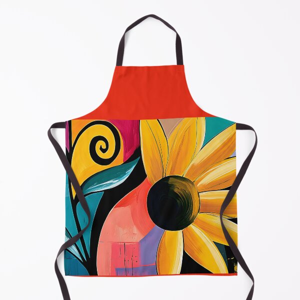 Item preview, Radiant Sunflower in Swirling Abstract Forms with Vivid Colors and Contemporary Floral Wall Art designed and sold by OlfactoART Studio.