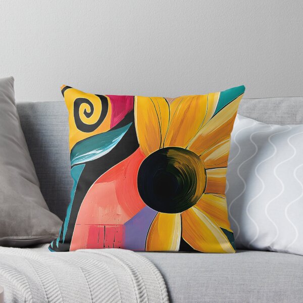 Item preview, Radiant Sunflower in Swirling Abstract Forms with Vivid Colors and Contemporary Floral Wall Art designed and sold by OlfactoART Studio.
