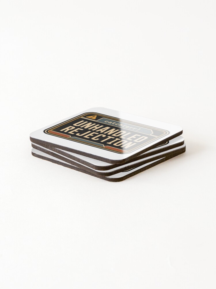 Thumbnail 4 of 5, Coasters (Set of 4), Unhandled Rejection JavaScript Error Humor designed and sold by webdev27.