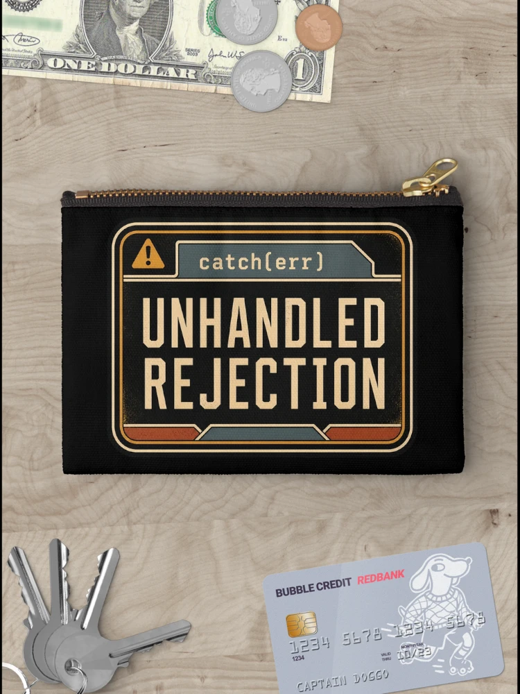 Thumbnail 3 von 4, Täschchen, Unbehandelte JavaScript-Fehler – Humor designt und verkauft von webdev27.