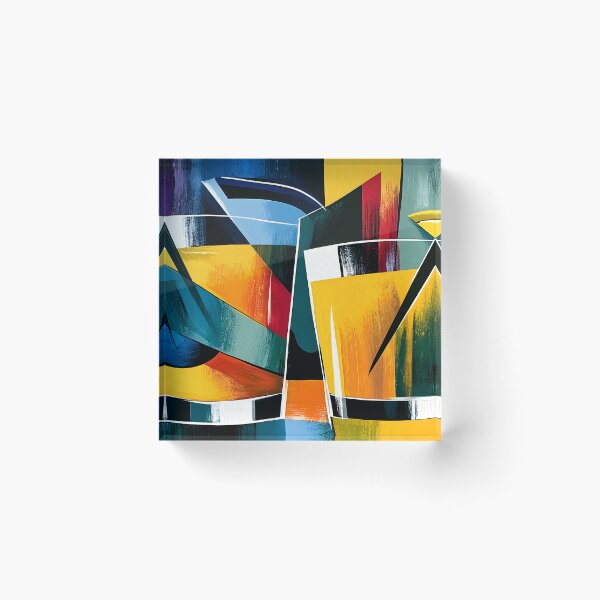 Item preview, Colorful Cocktail Duo with Bold Geometric Shapes and Vibrant Contemporary Bar Inspired Wall Art designed and sold by OlfactoART Studio.