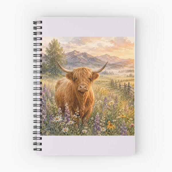 Artikelvorschau, Aquarell-Highlandrind im Goldenen Morgengrauen – Rustikale Wanddekoration im Landhausstil entworfen und verkauft von JupiterLemons.