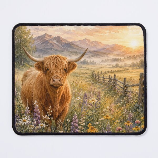 Item preview, Golden Dawn Highland Cow Watercolor – Rustic Farmhouse Wall Art designed and sold by JupiterLemons.