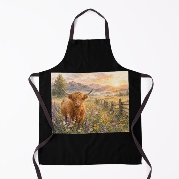 Item preview, Golden Dawn Highland Cow Watercolor – Rustic Farmhouse Wall Art designed and sold by JupiterLemons.