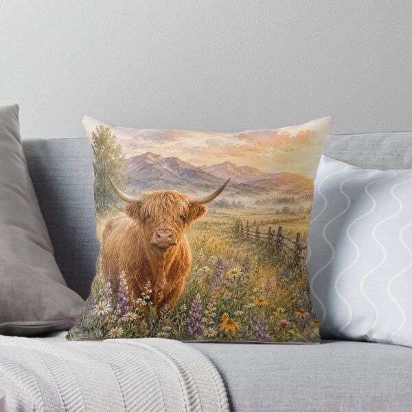 Item preview, Golden Dawn Highland Cow Watercolor – Rustic Farmhouse Wall Art designed and sold by JupiterLemons.