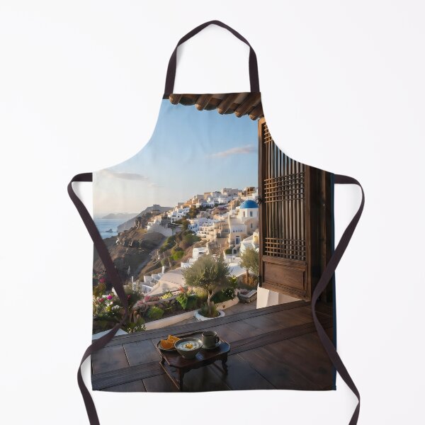 Item preview, Hanok Window to the World: Santorini Oia Morning & Aegean Sea Blue Domes | Fine Art Print designed and sold by SOOstudio73.