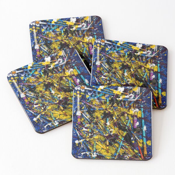 Item preview, Blue and Yellow Paintbrush Chaos Mixed Media Art designed and sold by THE SPLATTERED HAUS BY SAGE BANKS.