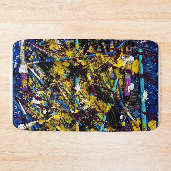 Item preview, Blue and Yellow Paintbrush Chaos Mixed Media Art designed and sold by THE SPLATTERED HAUS BY SAGE BANKS.