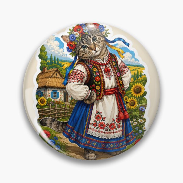 Item preview, Ukrainian Folk Cat – Traditional Style designed and sold by Moxie-Cat-Universe.